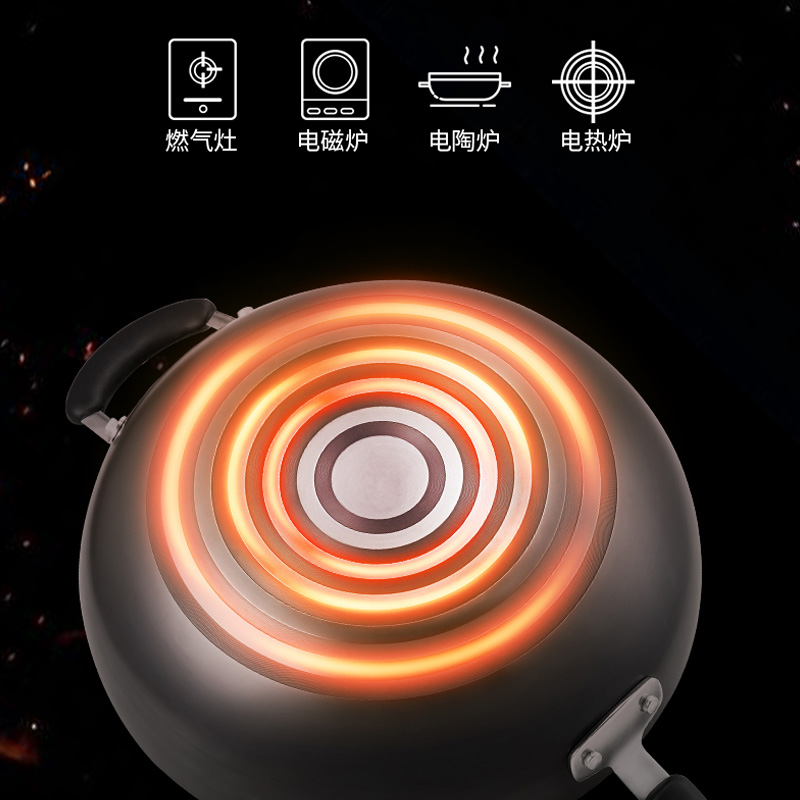 爱仕达(ASD) 锅具32CM不锈无涂层铁锅 爆炒炒锅电磁炉通用 WG8332ELX 32cm精铁炒锅高清大图