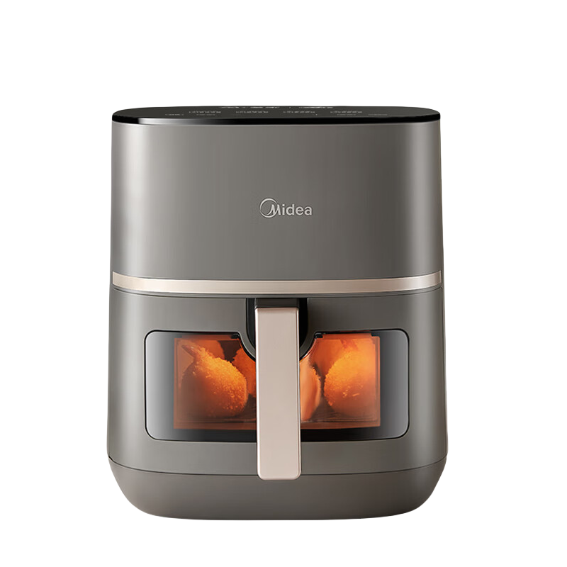 美的(Midea) MF-KZC5591 空气炸锅 5.3L大容量 可视多功能 纸盘烤免洗免翻面 上下立体匀烤