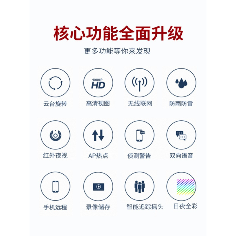 送64G内存卡 室外户外无线监控器摄像头360度远程连手机夜视高清wifi家用防水