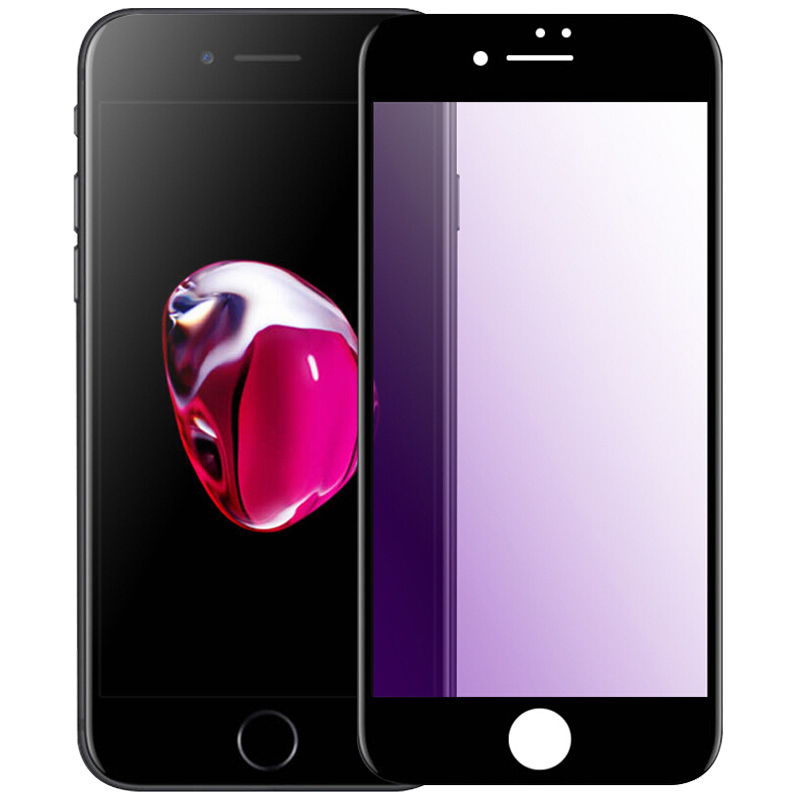 送手机壳]溪特 苹果iphone8手机膜抗蓝光钢化玻璃膜(4.7英寸)自营原装全屏钢化膜高清防刮花抗摔防近视贴膜黑色