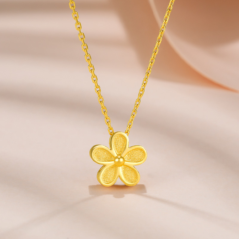 周六福珠宝金套链女计价足金太阳花项链送女友旗舰店官方正品aa066593