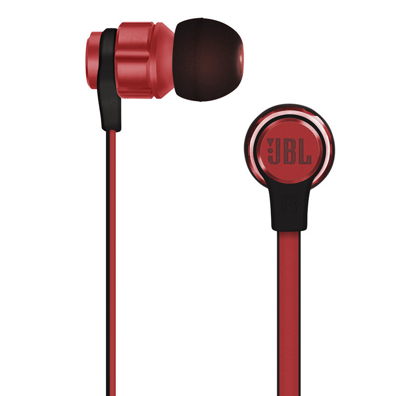 JBL T180A 立体声入耳式耳机 重低音耳麦线控立体声手机通用男女运动耳塞 红色