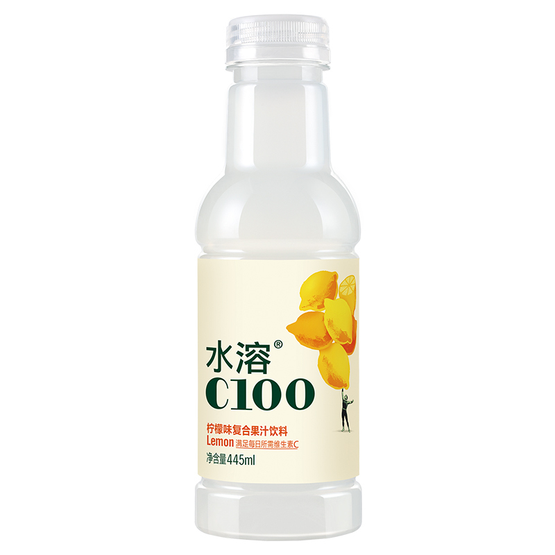 农夫山泉 水溶C100(柠檬)混合果汁445ml*15瓶 整箱