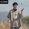 HLCOMAN270g涂鸦印花短袖t恤男夏季日系潮牌oversize男生体恤衫男款