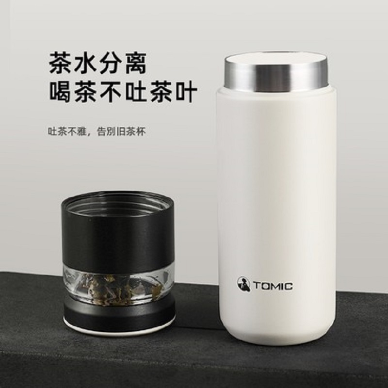 特美刻TOMIC乐茶杯茶水分离保温杯316真空不锈钢大容量保温茶杯办公室水杯子 TW60020高清大图