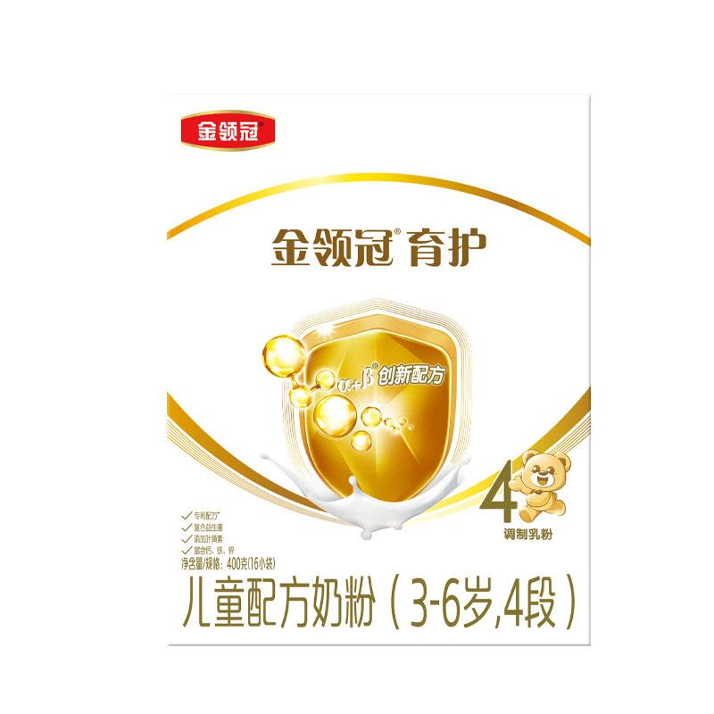 伊利(YILI) 金领冠系列 儿童配方奶粉 4段400克(3-6岁儿童适用)(新旧包装随机发货)图片