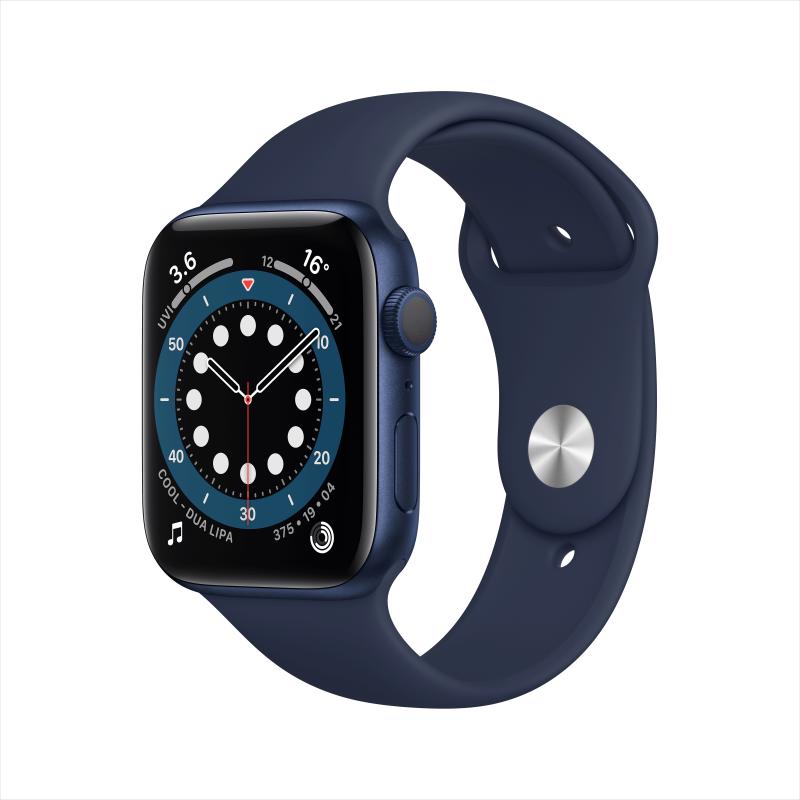Apple Watch Series 6 44毫米 GPS版 蓝色铝金属表壳 深海军蓝色运动表带 智能手表