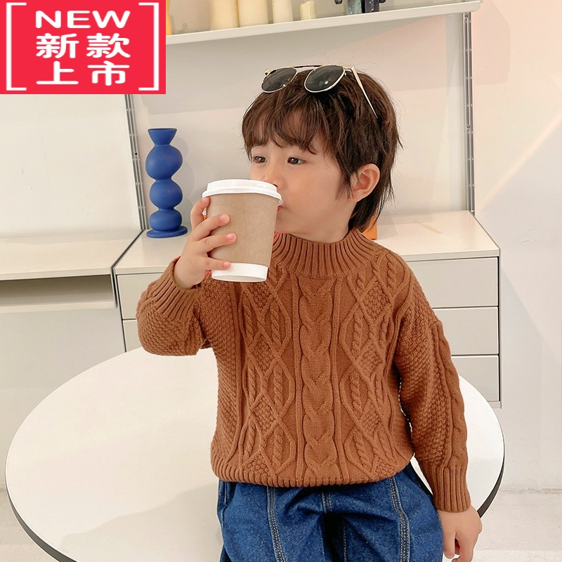 可莉允男童加厚麻花毛衣冬装秋冬款针织衫婴儿童装宝宝小童保暖潮