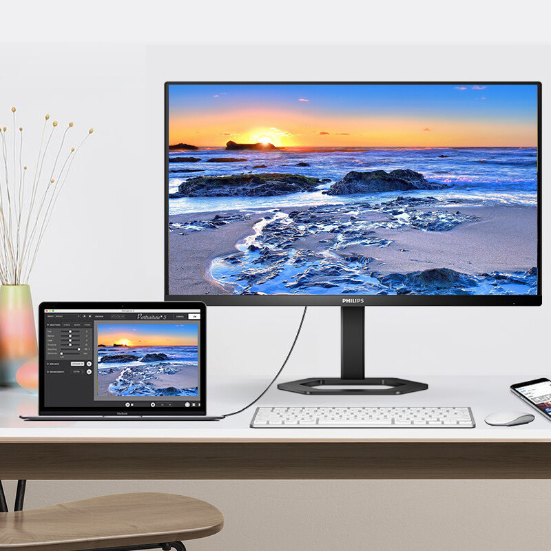 飞利浦27英寸4k ips 27e1n5800e 分屏 99.