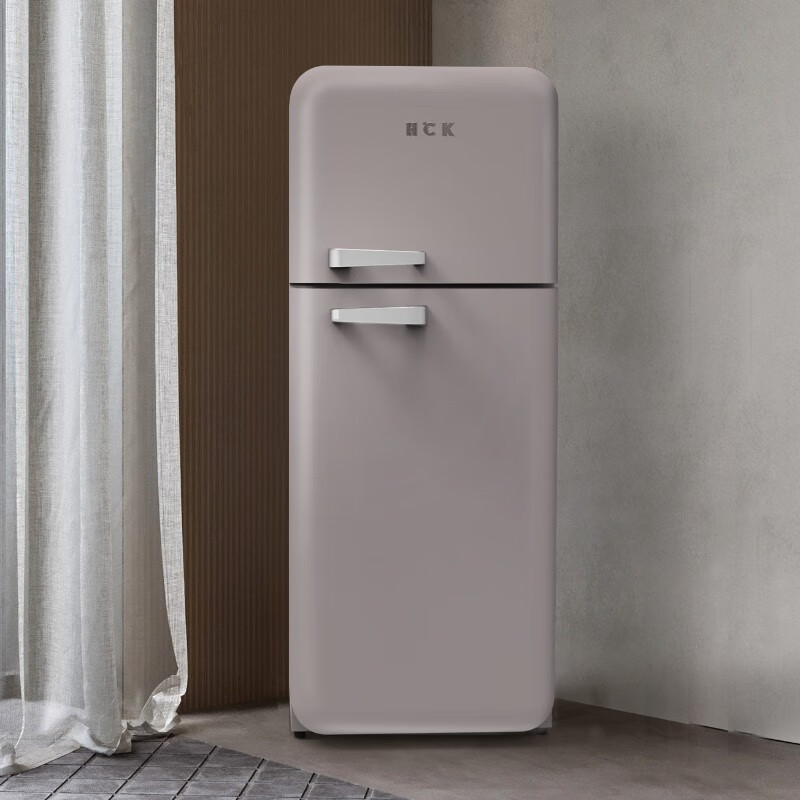 hck哈士奇侘寂风双门冰箱进口家用客厅小型大容量网红bcd253ras暖灰