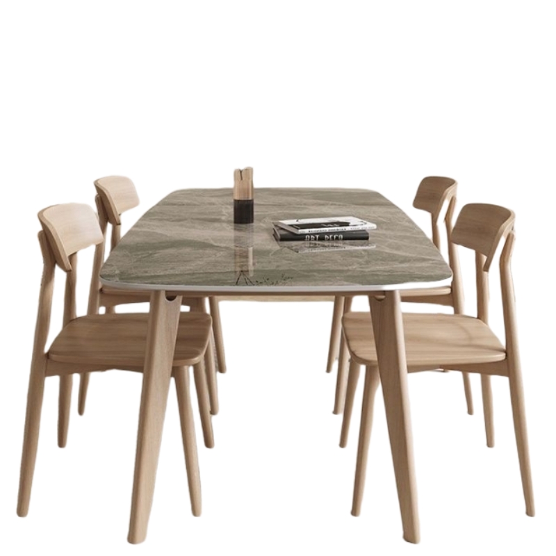 白寅 BY-SMYB-006 实木岩板餐桌椅组合1.8米 6把餐椅 意大利灰(单位:套)