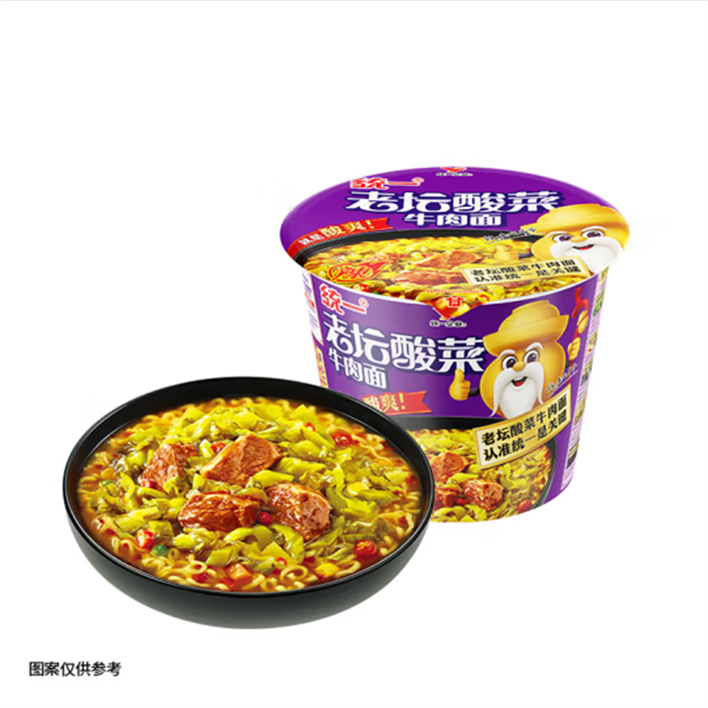 统一 来一桶 老坛酸菜牛肉面香辣味120g*12桶整箱装高清大图