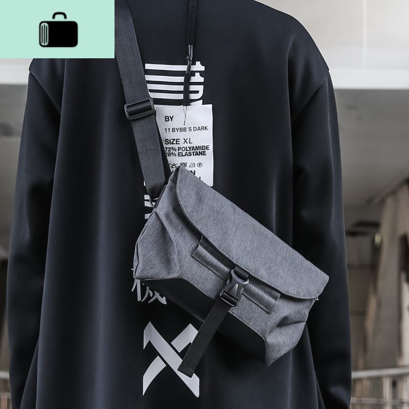2019新款潮牌男士帆布单肩斜挎包中号容量横版方形休闲韩版小挎包NEW LAKE男士斜挎包高清大图