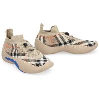 博柏利(BURBERRY)女款针织松紧跑步鞋弹性设计圆头休闲运动鞋橡胶