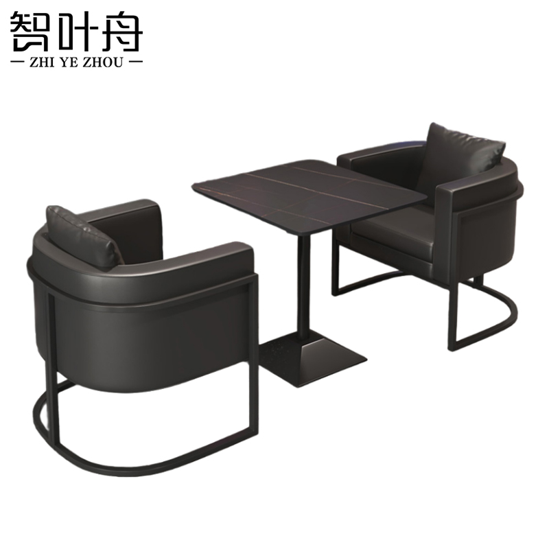 智叶舟洽谈沙发组合单人位*2+方几套高清大图