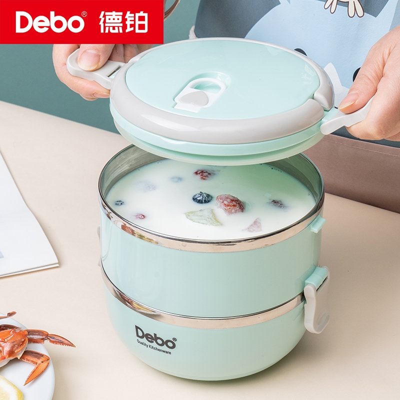 德铂保温饭盒304不锈钢学生便当盒 艾莱尔1.4L保温饭盒 DEP-6952层高清大图