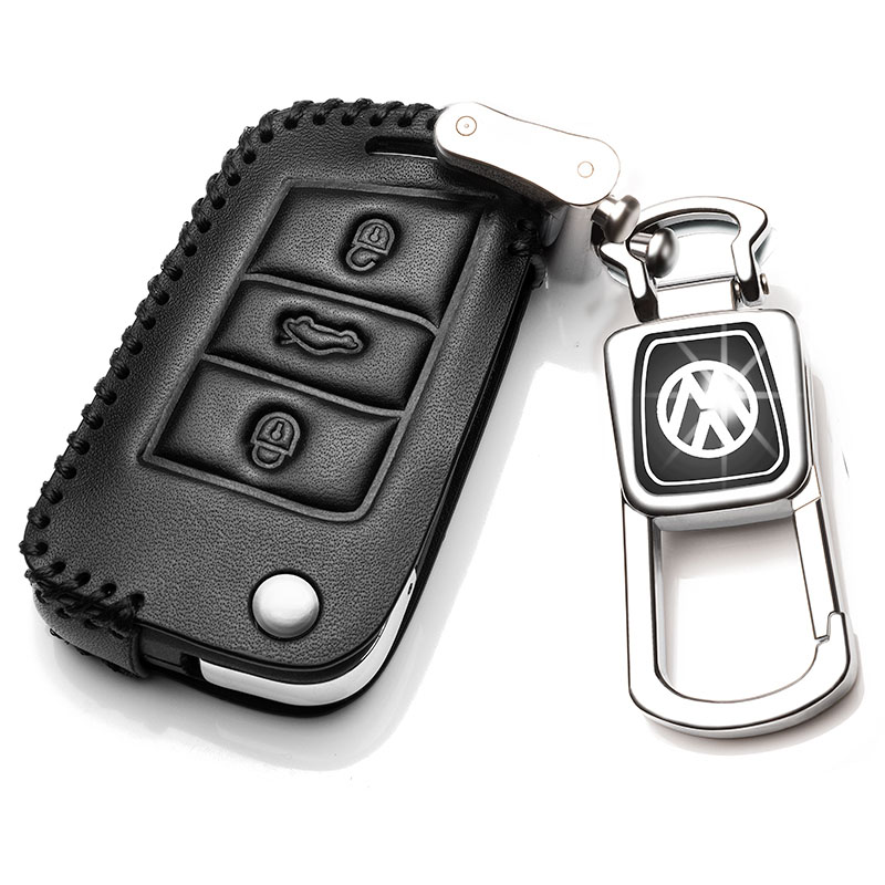【补贴10%】上汽大众2020款途观L真皮钥匙包19款途观L专用汽车遥控钥匙套扣绳汽车钥匙包 B款黑色+扣（插钥匙启动半包）18-20款途观L