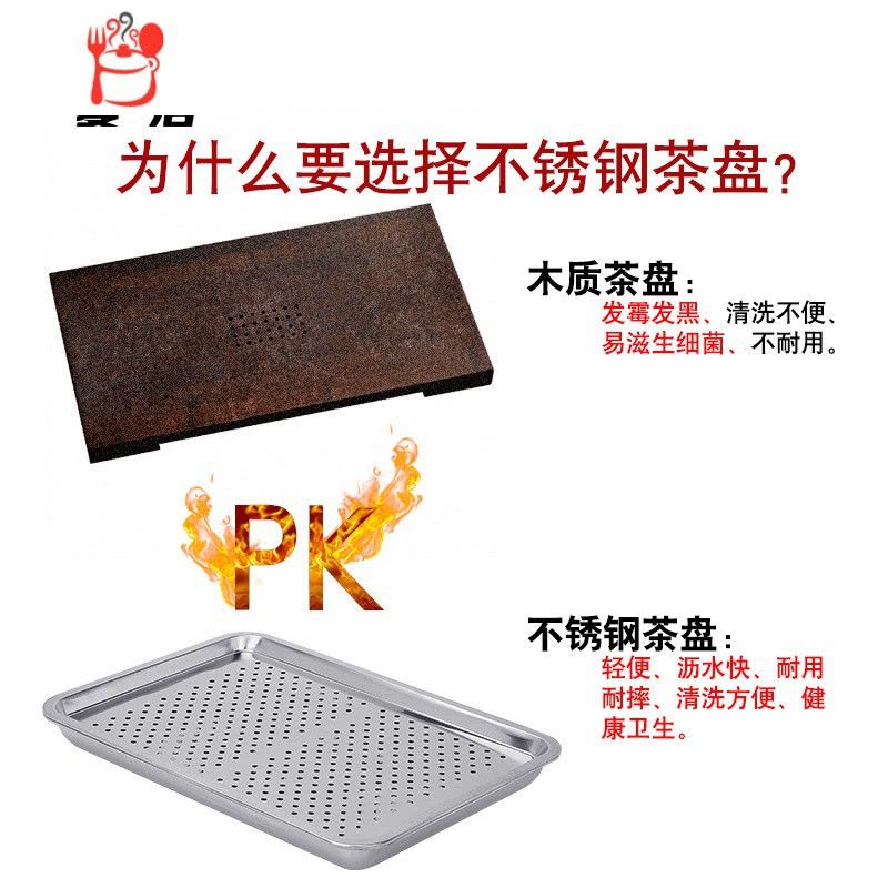 加厚不锈钢茶盘漏盘方盘不锈钢盘子长方形托盘茶具沥水盘家用套装 好养道 加厚款40×30×7加深蓄水大号[带磁材质]图片