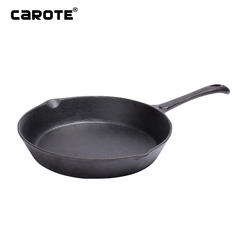 Carote铸铁平底锅不粘煎锅多功能披萨烤盘牛排煎锅子25cm