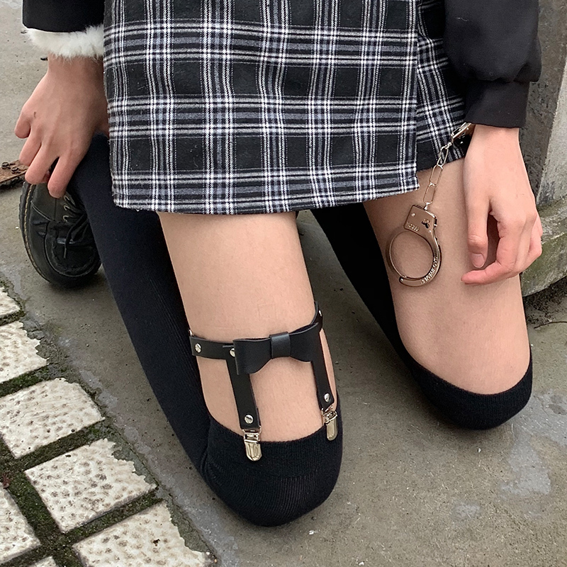 腿环女性感饰品ins潮丧系暗黑朋克风jk大腿圈过膝袜子长筒日系黑