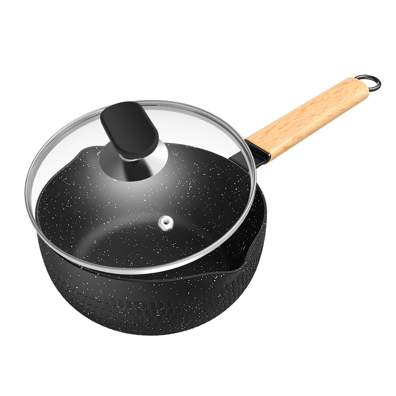婴儿小奶锅泡面锅不粘锅家用烘焙精灵麦饭石宝宝辅食锅宝宝辅食奶锅雪平锅 [铝合金材质/复合锅底]18厘米无盖
