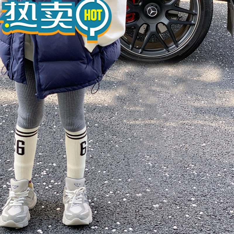 绿彩虹光女童加绒打底裤春秋冬款外穿2023新款2岁3加厚4洋气5宝宝儿童裤子