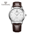 天王表(TIANWANG)手表 石英表皮带时尚休闲情侣表大气时尚男表简约休闲女士手表 3886 男表白色