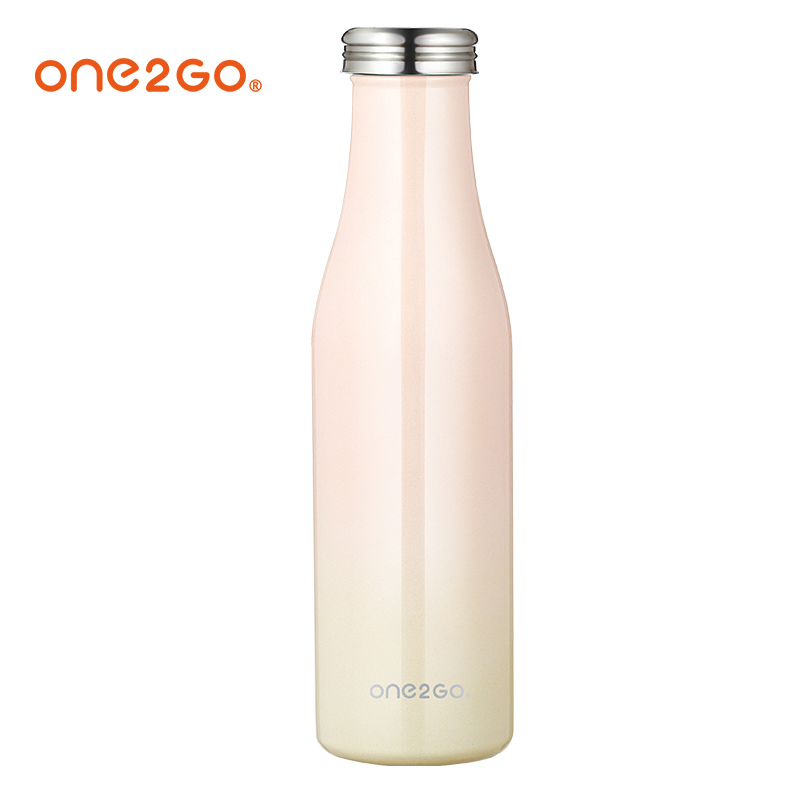 ONE2GO不锈钢牛奶瓶保温杯保温瓶男女学生便携创意水杯子 500ml 粉色