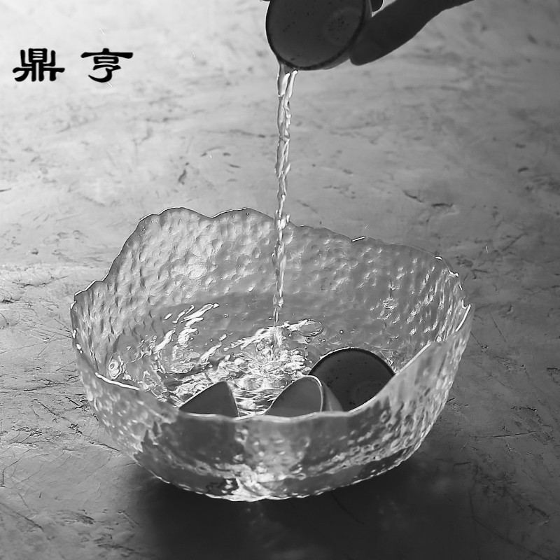 鼎亨日式锤纹耐热玻璃茶洗锤目纹茶道配件功夫茶具洗茶杯盆栽水洗