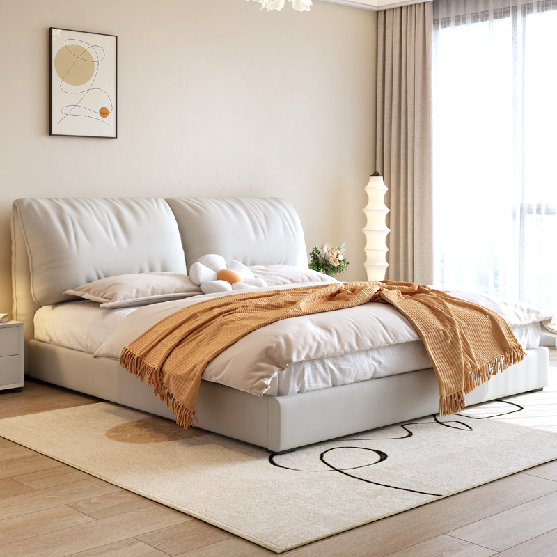 大象耳朵布床现代简约主卧室双人床软包科技布储物床轻奢大婚床高清大图