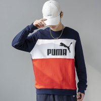 PUMA彪马卫衣男2022春季新款运动服圆领宽松撞色套头衫849561-06