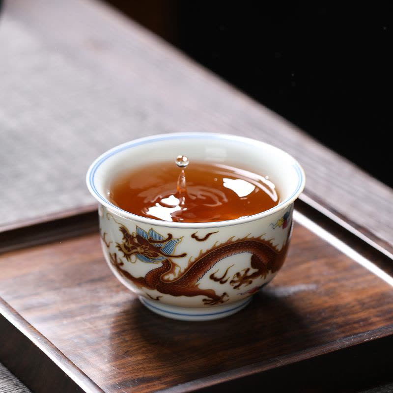 MULTIPOTENT主人杯功夫茶杯陶瓷龙年如是杯薄胎瓷品茗杯伴手礼盒图片
