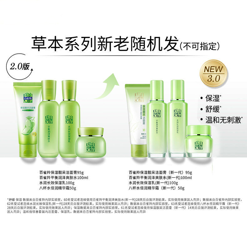 百雀羚(PECHOIN) 草本精粹惊喜礼盒 补水爽肤水乳液面霜洗面奶护肤化妆护肤品高清大图