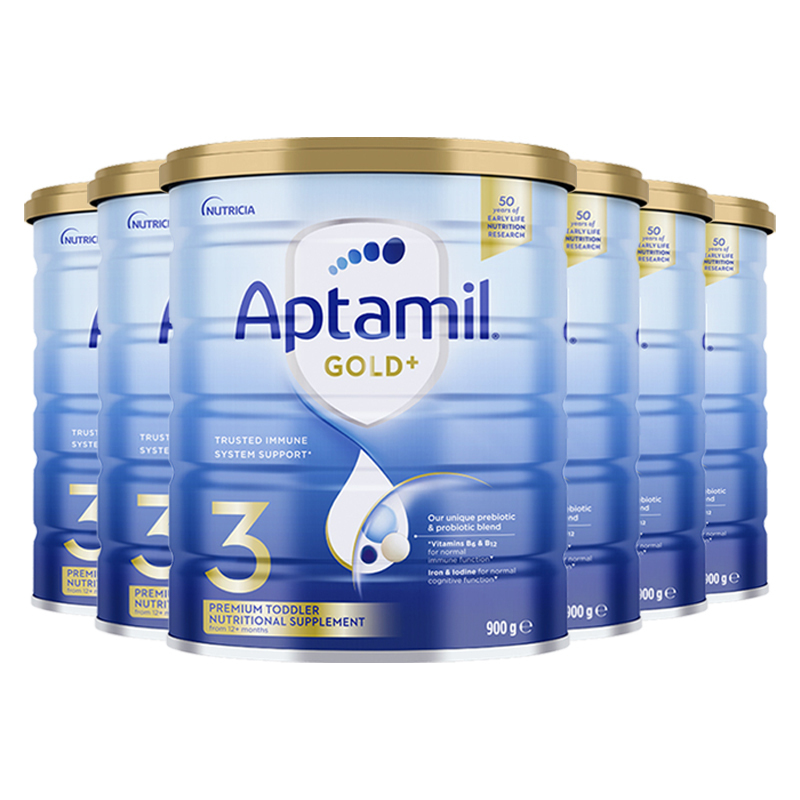 有效期到27年3月-6罐装 | Aptamil 澳洲爱他美 金装版 3段 婴幼儿配方奶粉(1-2岁)900g