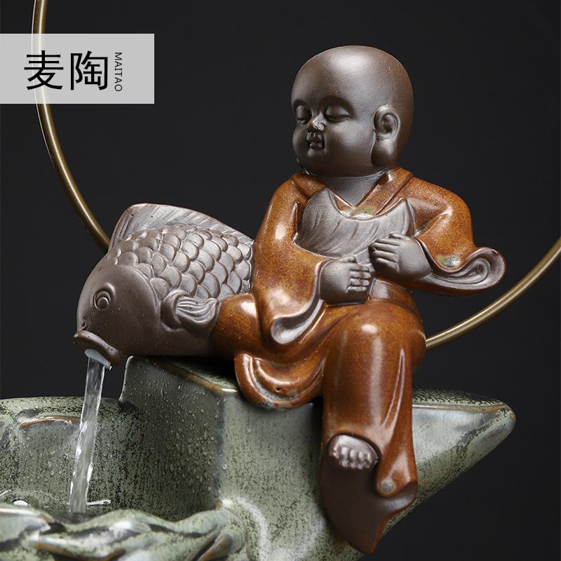 美帮汇创意流水器喷泉摆件家居客厅办公室加湿器开业礼品高清大图
