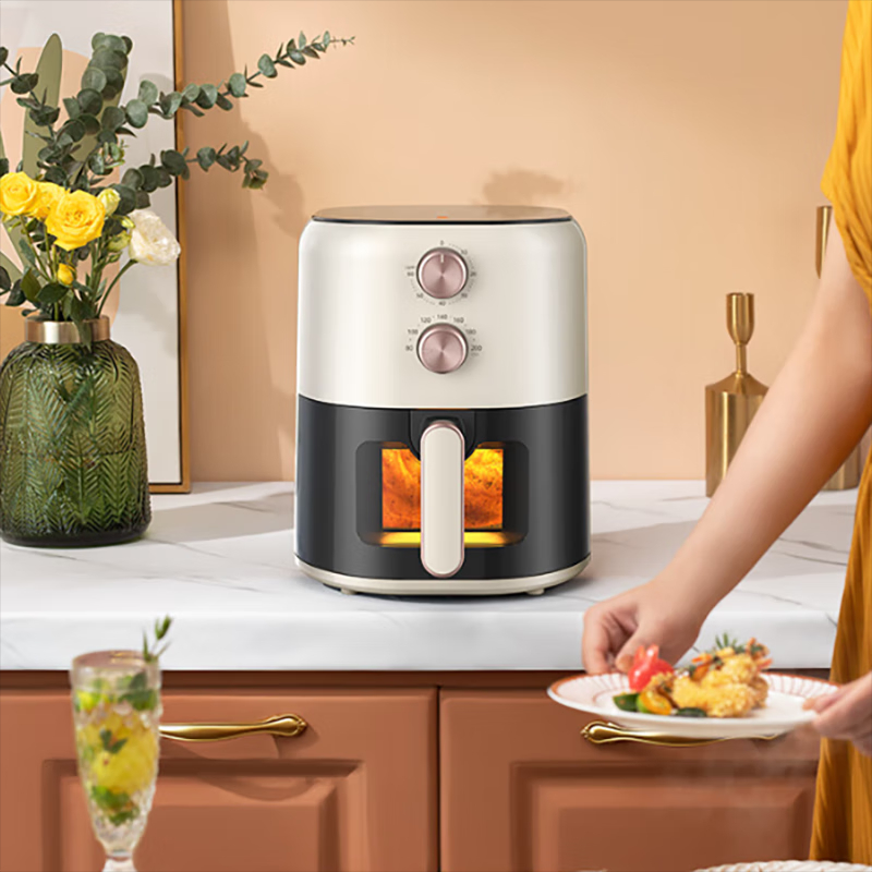 美的(Midea)空气炸锅 家用大容量可视窗口电炸锅4.5L 双旋钮精准控温 KZE459X9BD高清大图
