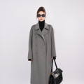 宽松气质百搭时尚中长款大衣女士春秋冬款小个子双面毛呢羊毛大衣 M 中灰