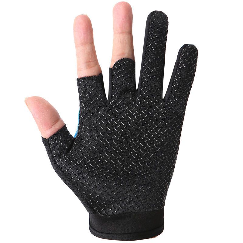 钓鱼手套男夏季防晒抓鱼拉饵薄款防滑耐磨露三指垂钓外卖手套半指5i半