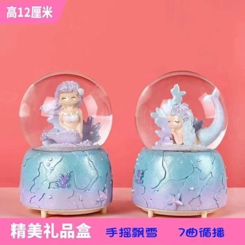 艾莎公主水晶球音乐盒八音盒摆件小女孩儿童冰雪奇缘爱莎生日礼物 艾莎公主中号 手动飘雪 精美包装+免费写贺卡+礼品袋