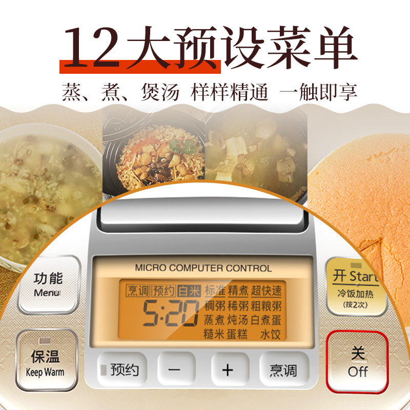 松下 (Panasonic) 4.2L微电脑电饭煲 电饭锅 备长炭厚锅 智能烹饪 可预约 SR-DE156-N(白色)高清大图