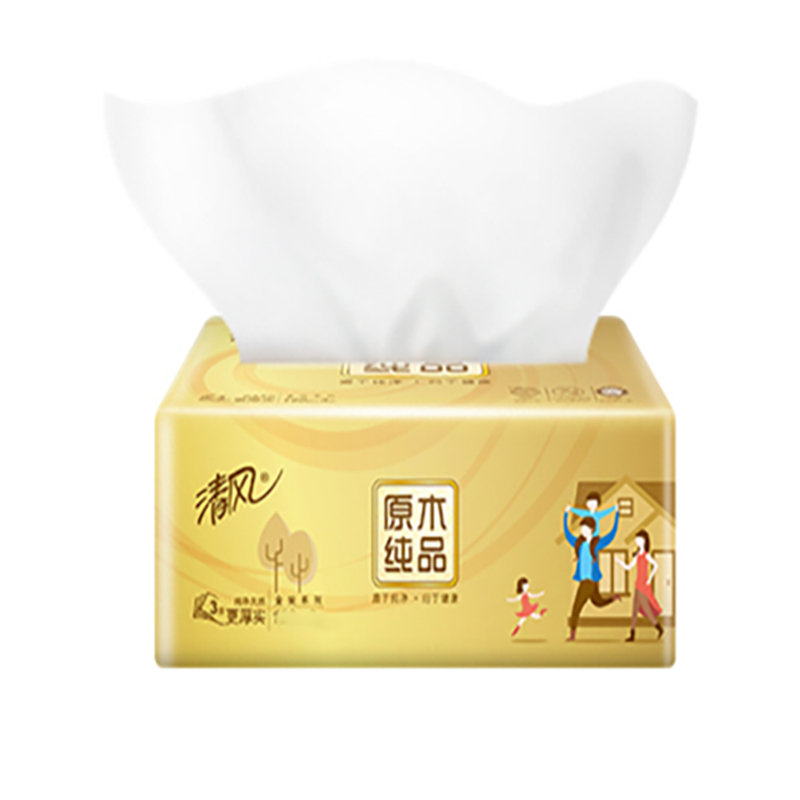 清风 -抽纸 原木纯品金装系列 3层120抽24包纸巾