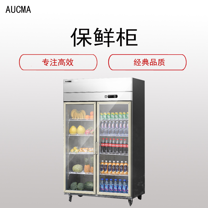 澳柯玛（AUCMA）冷 藏展示柜（860L 立式双门 保鲜柜 陈列柜）