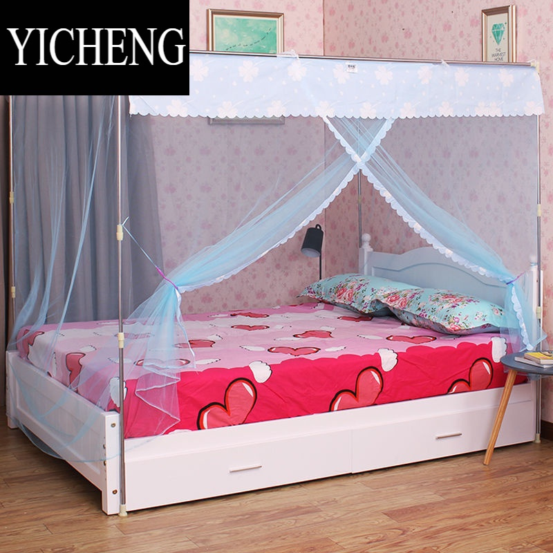 YICHENG蚊帐2021新款家用老式1.8m蚊帐架子不锈钢加粗加厚宿舍上下铺纹帐