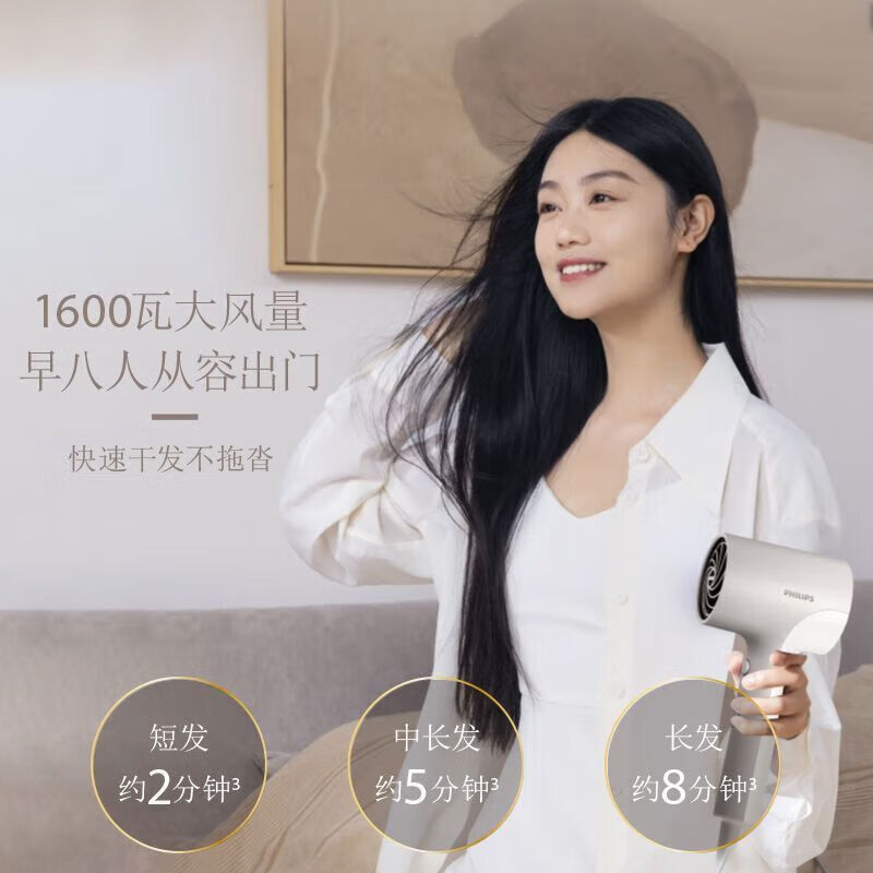 飞利浦电吹风机家用负离子恒温养护发速干吹风筒BHD377高清大图