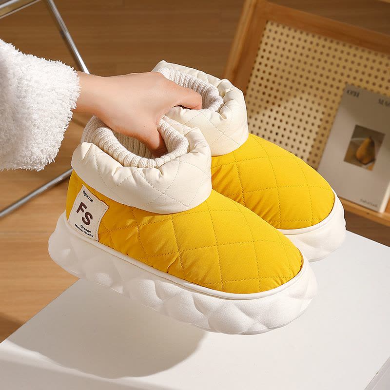 防水棉拖鞋女士冬季包跟2023新款室内家居情侣加绒保暖羽绒棉鞋男图片