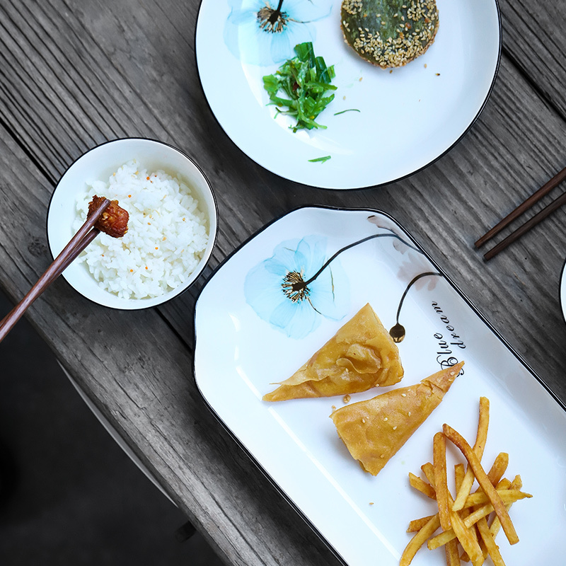 苏氏陶瓷( SUSHI CERAMICS)鱼盘 梦之兰日韩欧式陶瓷盘子12英寸切角盘2个装釉下彩餐具