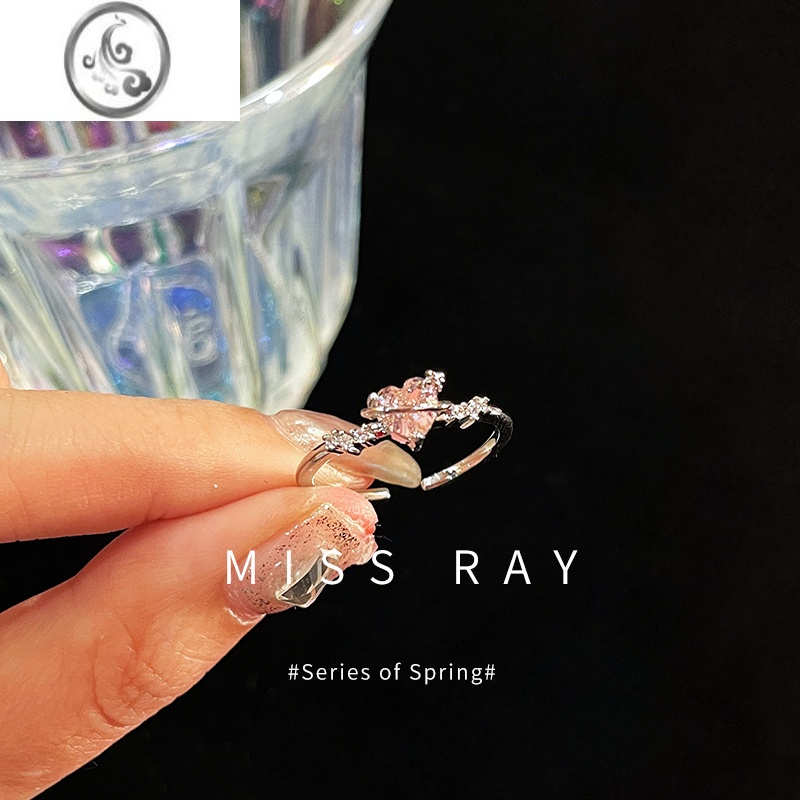 JiMi「粉星宇宙」清冷感个性小众冷淡风少女心粉锆爱心设计感开口戒指