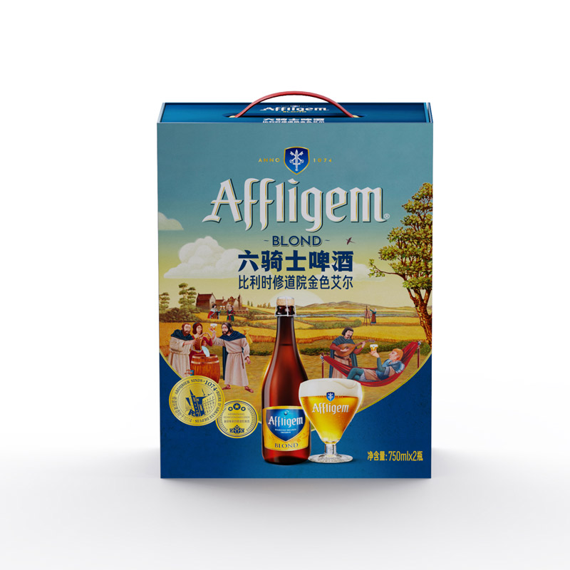 喜力旗下 喜力啤酒 AFFLIGEM(六骑士)15.1° 棕瓶 750ml*2瓶礼盒装高清大图
