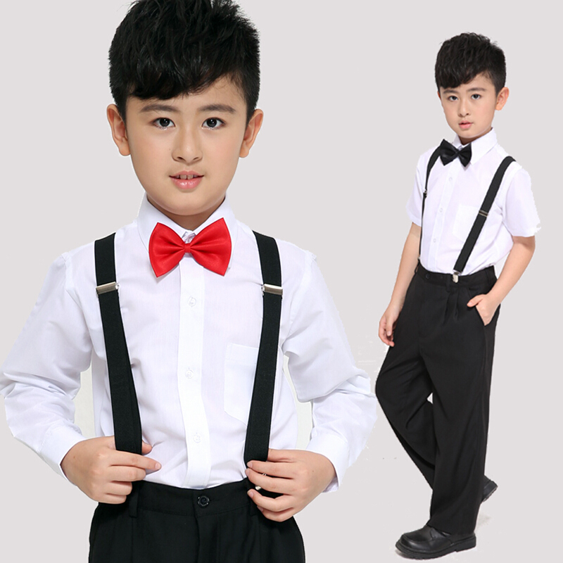背带裤演出服装中小学生大合唱男童朗诵表演主持人礼服
