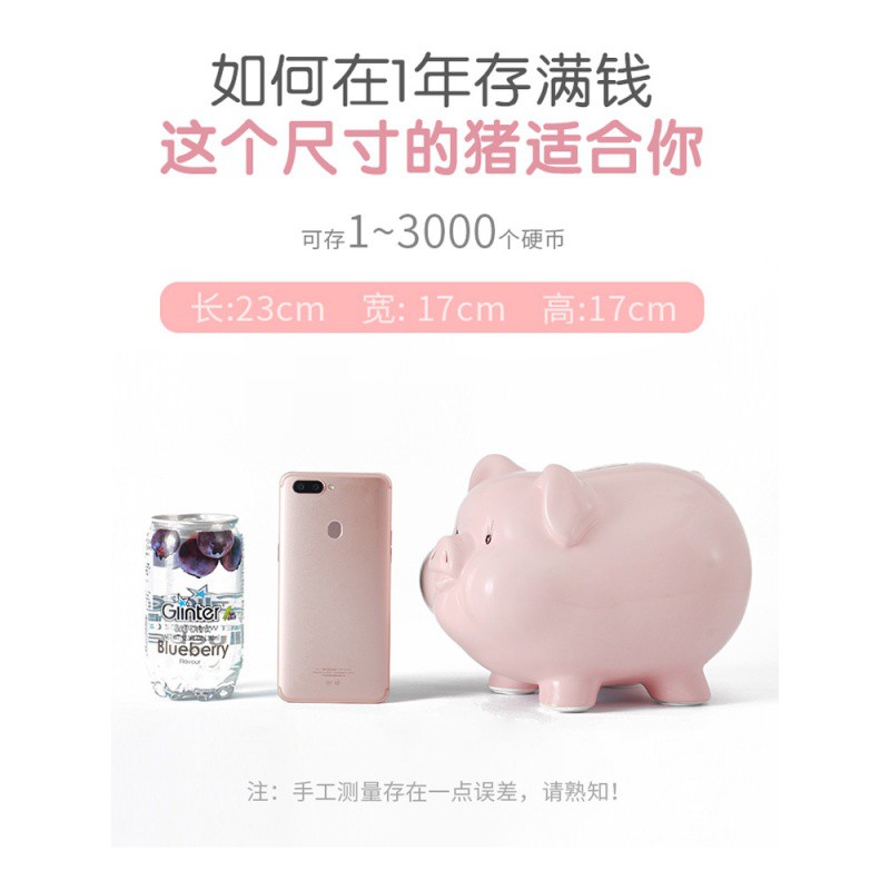 存钱罐只进不出创意抖音可爱陶瓷猪储蓄罐大容量纸币硬币两用儿童 三维工匠 7寸天蓝宝宝猪-只进不出-普通包装高清大图